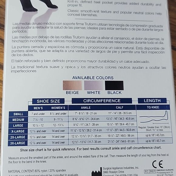 Truform compression stocking 2XL black abovve knee 20-30mmHg Closed toe - Picture 5 of 6